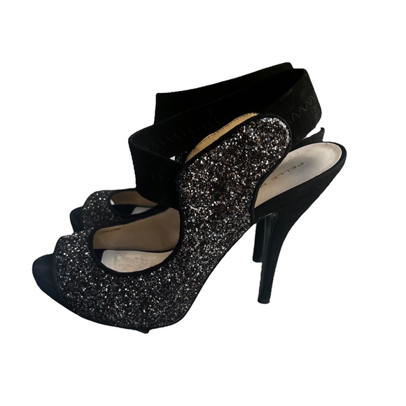 PELLE MODA Black Stardust Glitter Heel - Picture 4 of 7